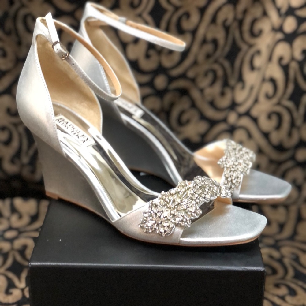 Badgley Mischka Aliyah embellished wedge heel